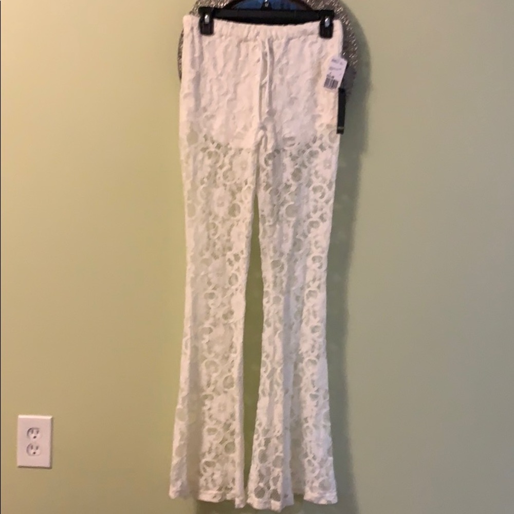 Long knit cream pants